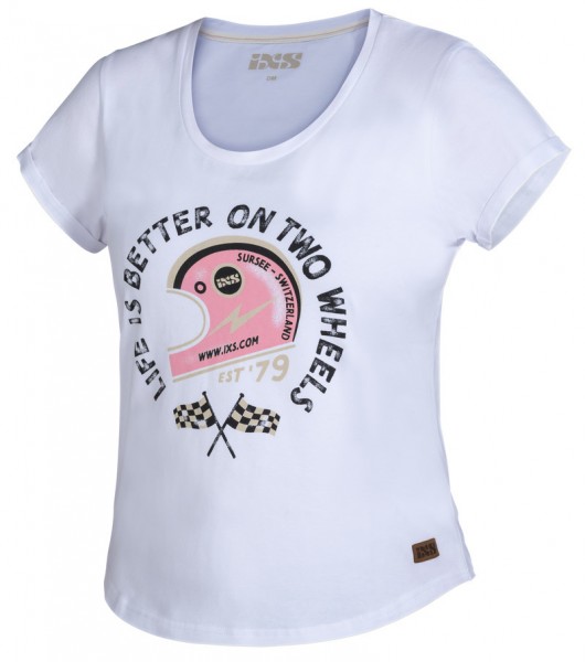 iXS Damen T-Shirt On Two Wheels weiss-pink