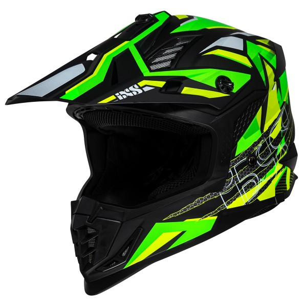 Motocross Helm iXS363 2.0 schwarz matt-gelb neon-grün neon